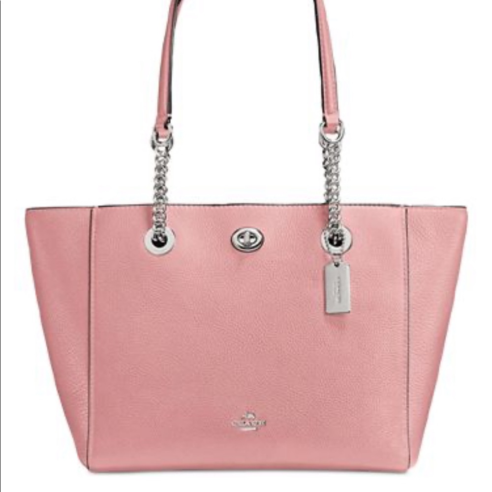 Coach chain turnlock tote